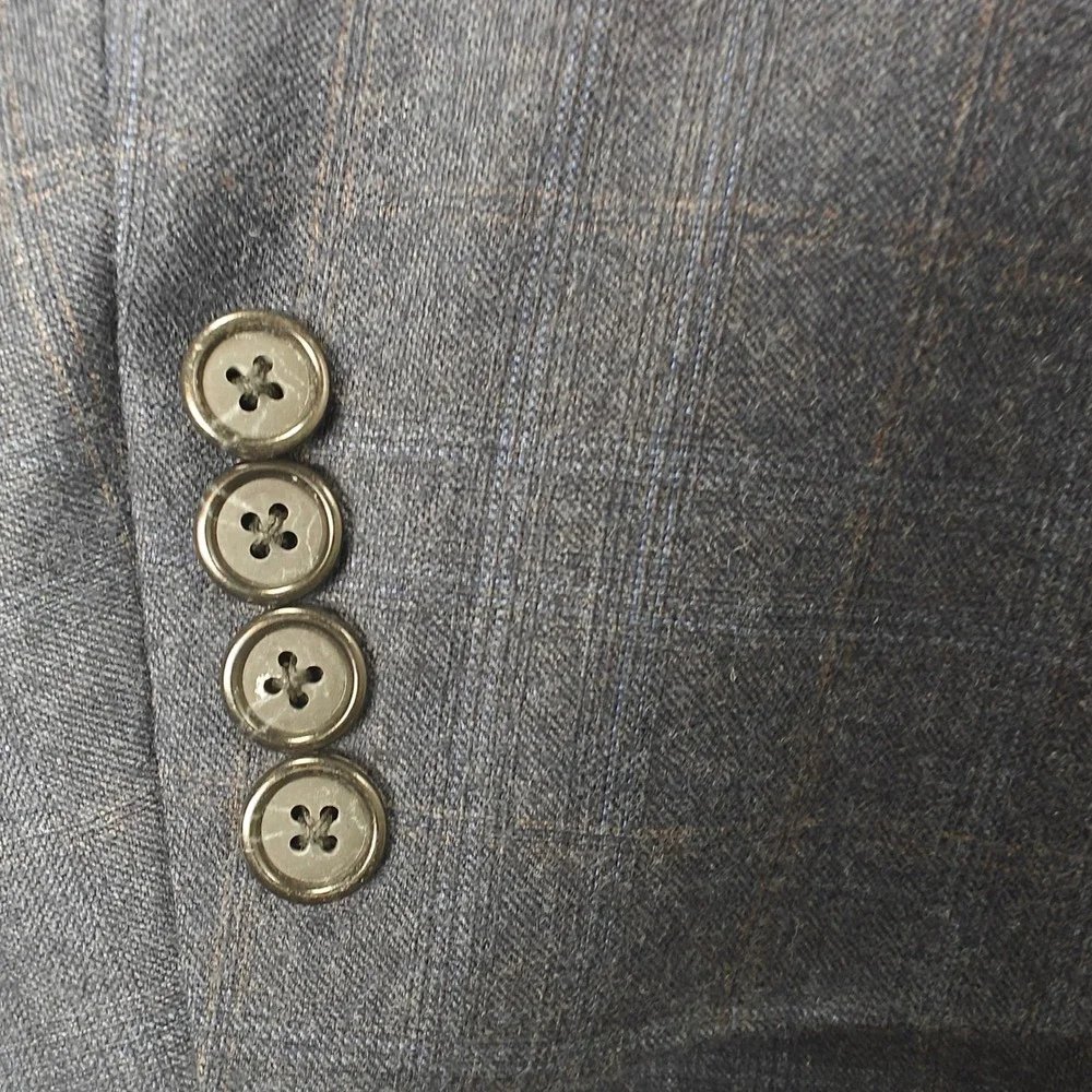 Hickey Freeman GlenCheck Navy Blue GlenPlaid Wool 3 Button Blazer Sport Coat USA